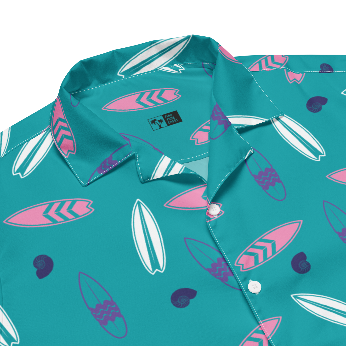 Men's Surfboard Design Button Down Hawaiian Shirt, UPF50+ Sun Protection