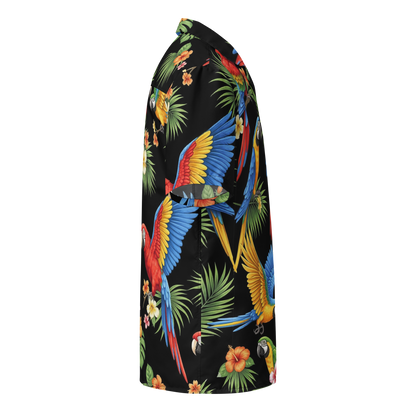 Black Tropical Birds Aloha Hawaiian Shirt Unisex Button Down Shirt UPF50+