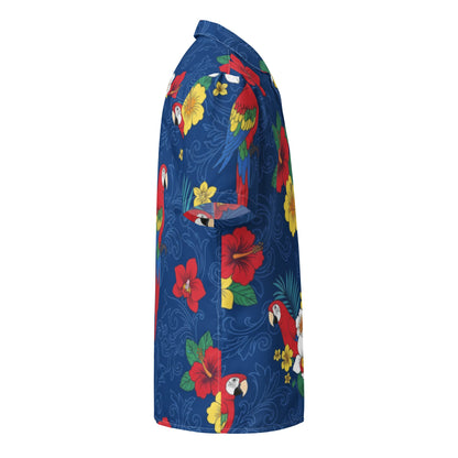 Blue Aloha Button Down Hawaiian Shirt, UPF50+ Soft Breathable Protection