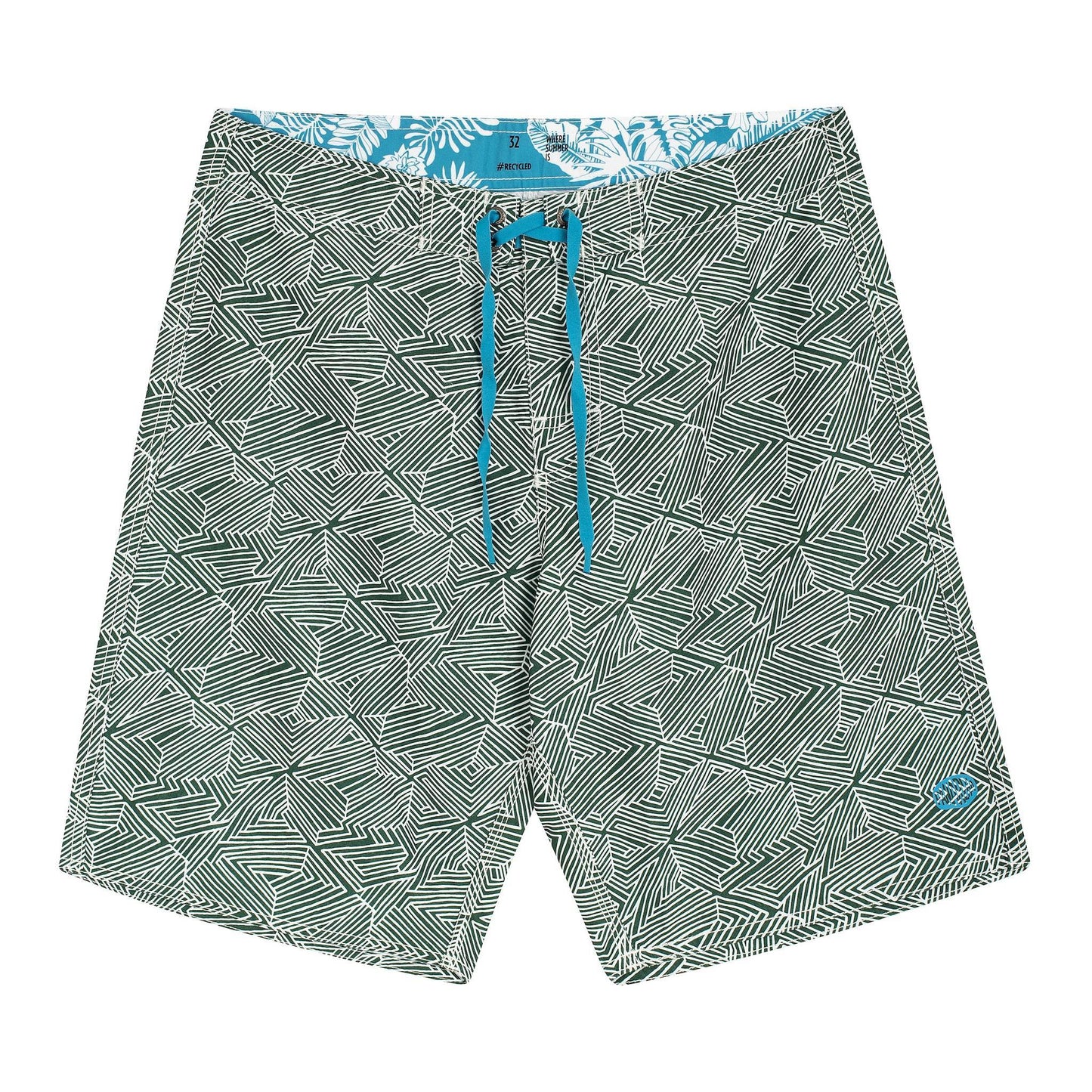 MYRTOS Boardshorts | Green, White 100% Recycled Eco-Friendly Surf Trunks