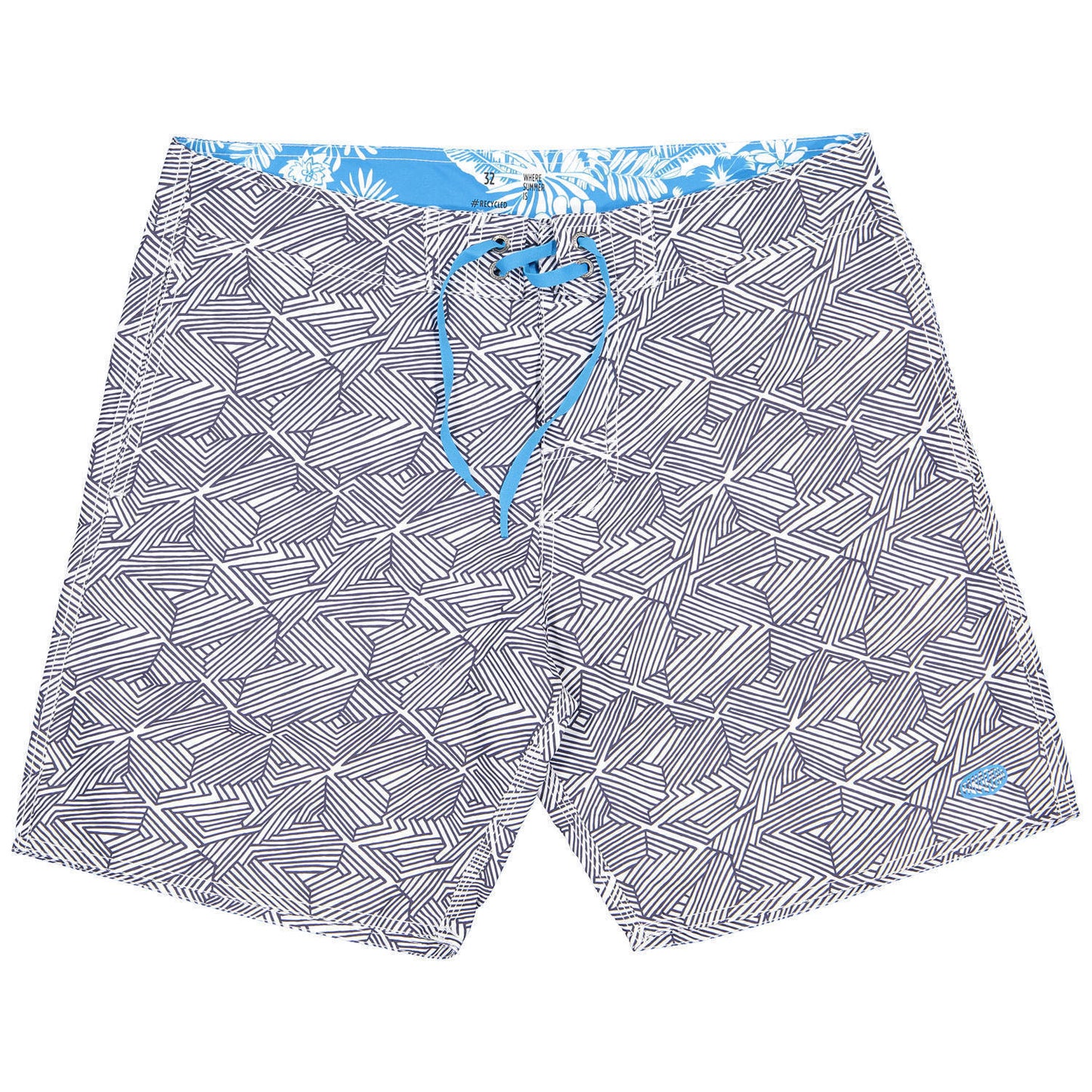 NAVAGIO Eco Beach Shorts | Gray Blue, 100% Recycled Polyester, Mid Length