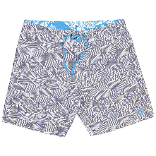 NAVAGIO Eco Beach Shorts | Gray Blue, 100% Recycled Polyester, Mid Length
