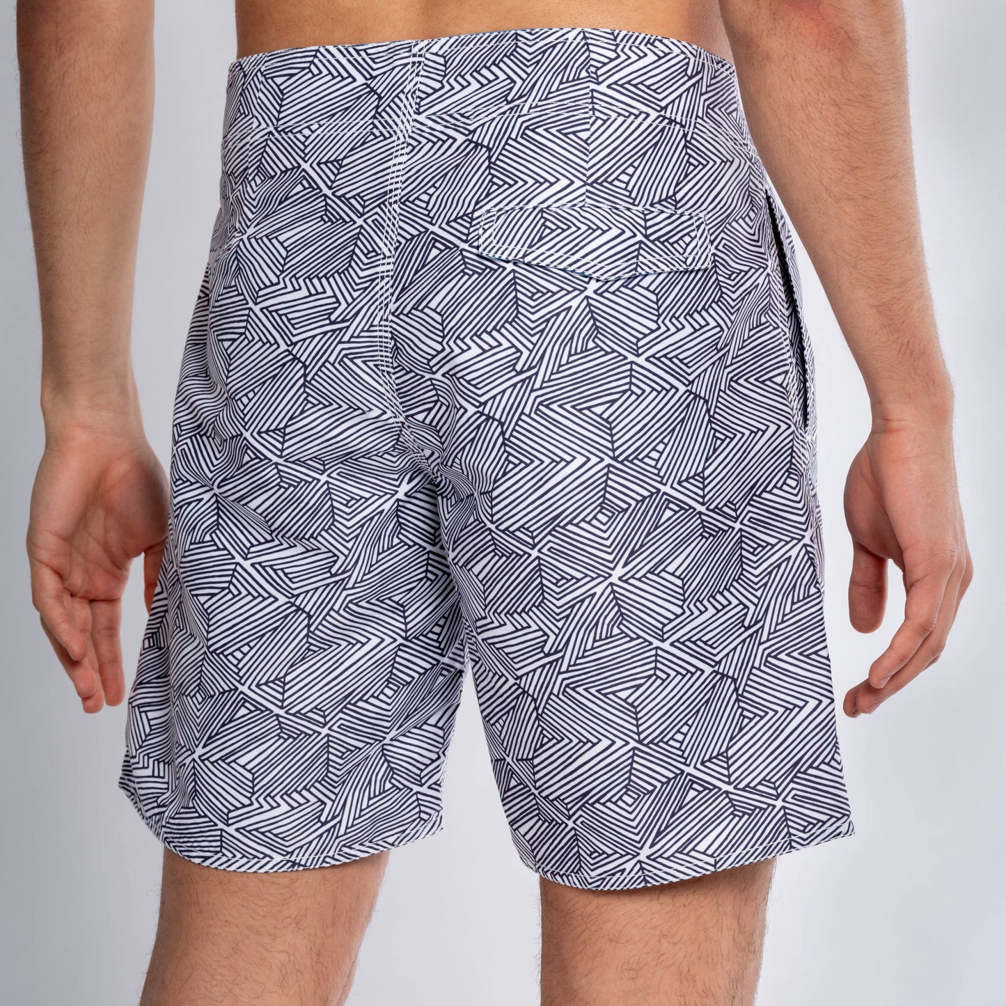 NAVAGIO Eco Beach Shorts | Gray Blue, 100% Recycled Polyester, Mid Length