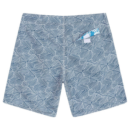 PLAKA Beach Shorts | Blue / Gray, 100% Eco-Recycled Quick Dry Surf Trunks