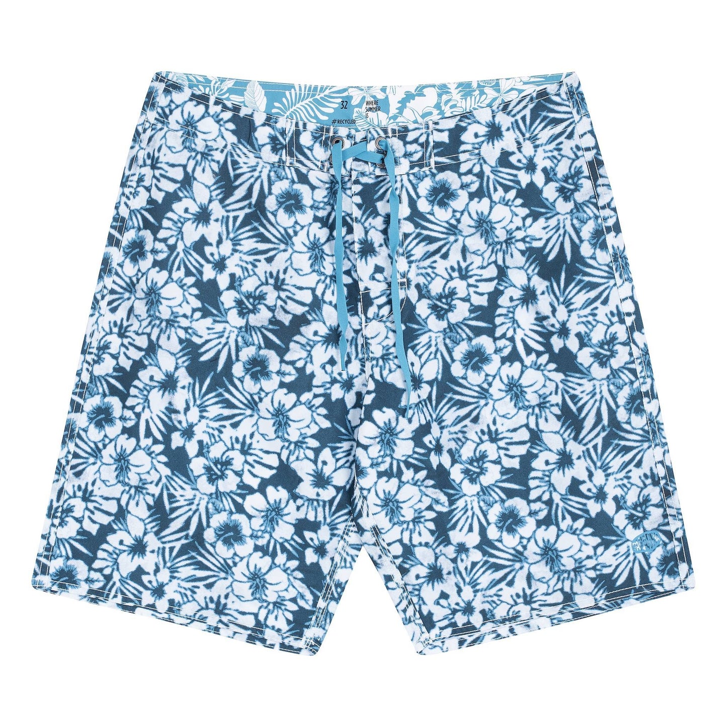 MAKENA Boardshorts | Blue Flower, 100% Recycled Eco-Friendly Surf Trunks