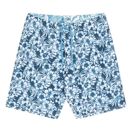 MAKENA Boardshorts | Blue Flower, 100% Recycled Eco-Friendly Surf Trunks