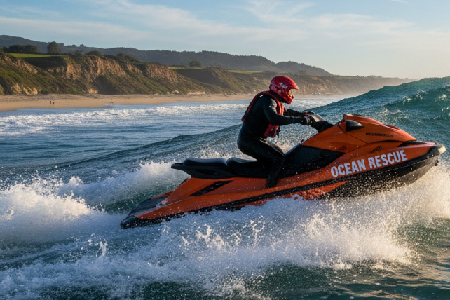 image of a surfing jet ski rescue