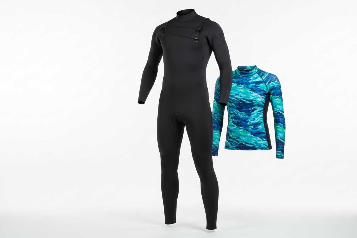 Surfing wetsuit and surfing rashguard