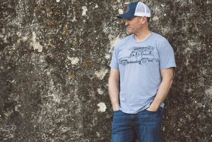Surf Vacay Truck T-Shirt, Light Blue Sustainable Eco-Tee, by Paulville Goods