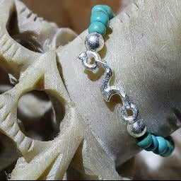 Kuta Wave Stone Stretch Ring | Silver Plated Alloy Lightweight Natural Beads