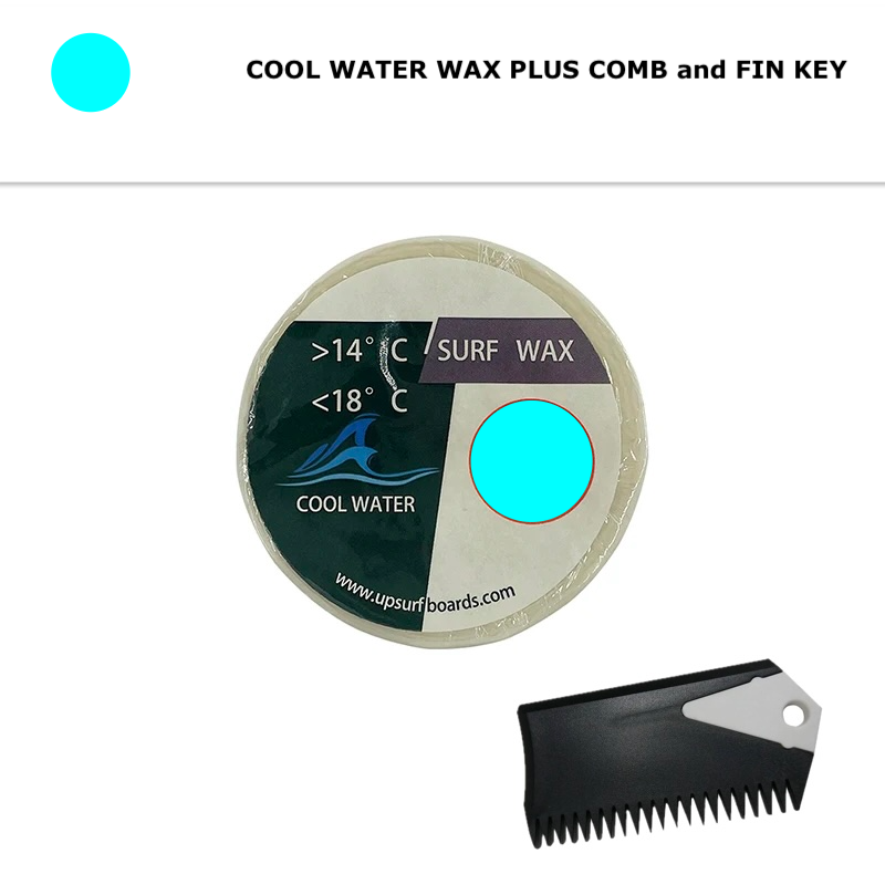 Cool Water Surf Wax plus Wax Comb and Fin Key Combo Set, 57-65F or 14-18C